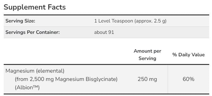 Magnesium Bisglycinate Powder - 227 grams