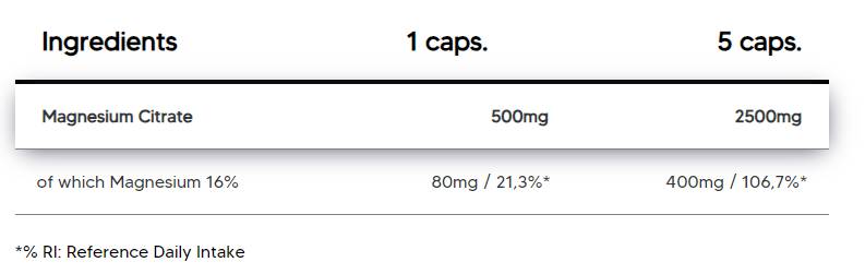 Cytrynian magnezu 500 mg - 150 kapsułek