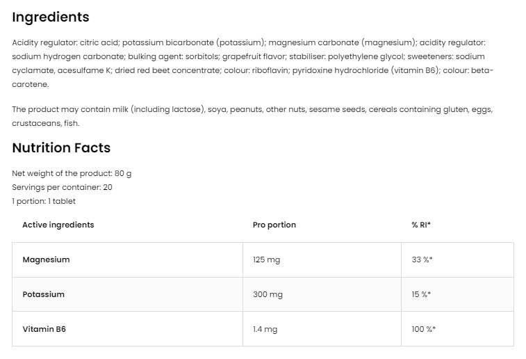 Magnesium + Potassium + B6 | Effervescent 20 soluble tablets