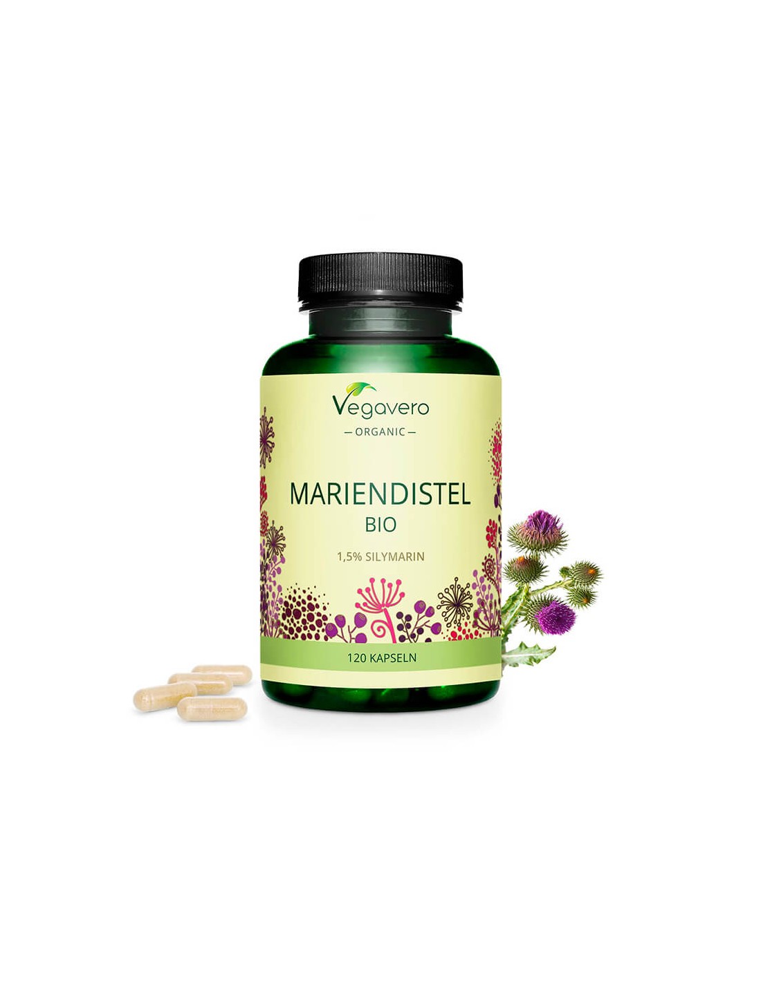 Mariendistel Bio - Organic milk thistle, 120 capsules Vegavero