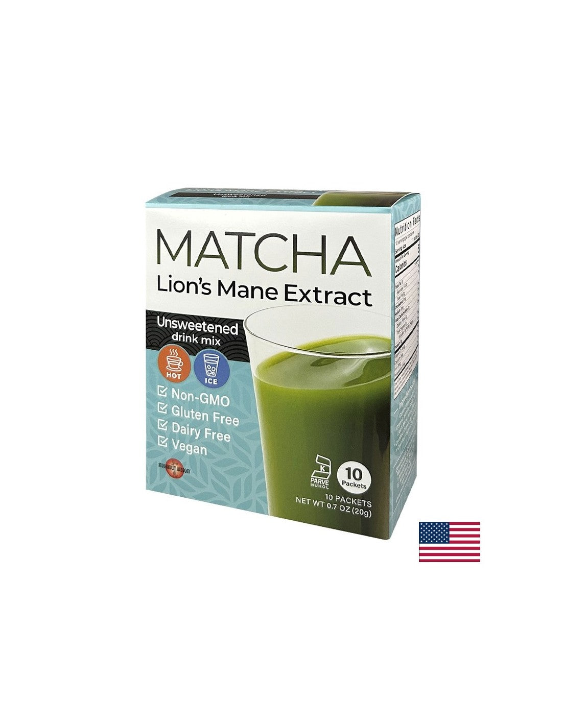 Matcha with Lion's Mane extract - super focus - Energy boost and concentration - Instant drink, 10 sachets