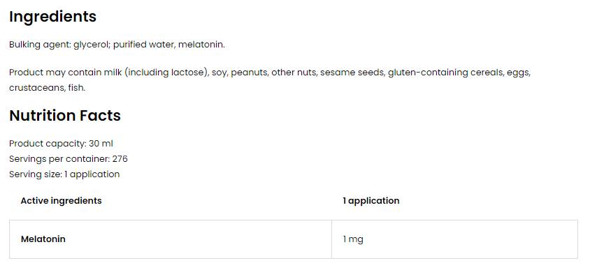 Melatonin Spray 1 mg 30 ml