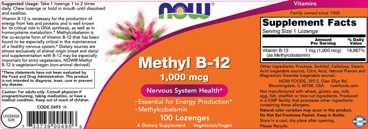 Methyl B-12 1000 mcg - 100 Sublingual Tablets