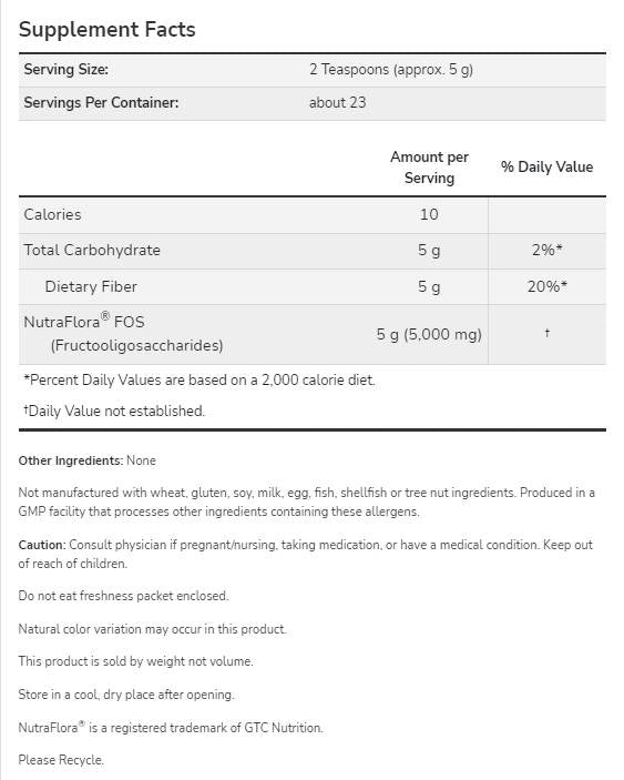 Nutraflora® FOS Powder - 113 grams