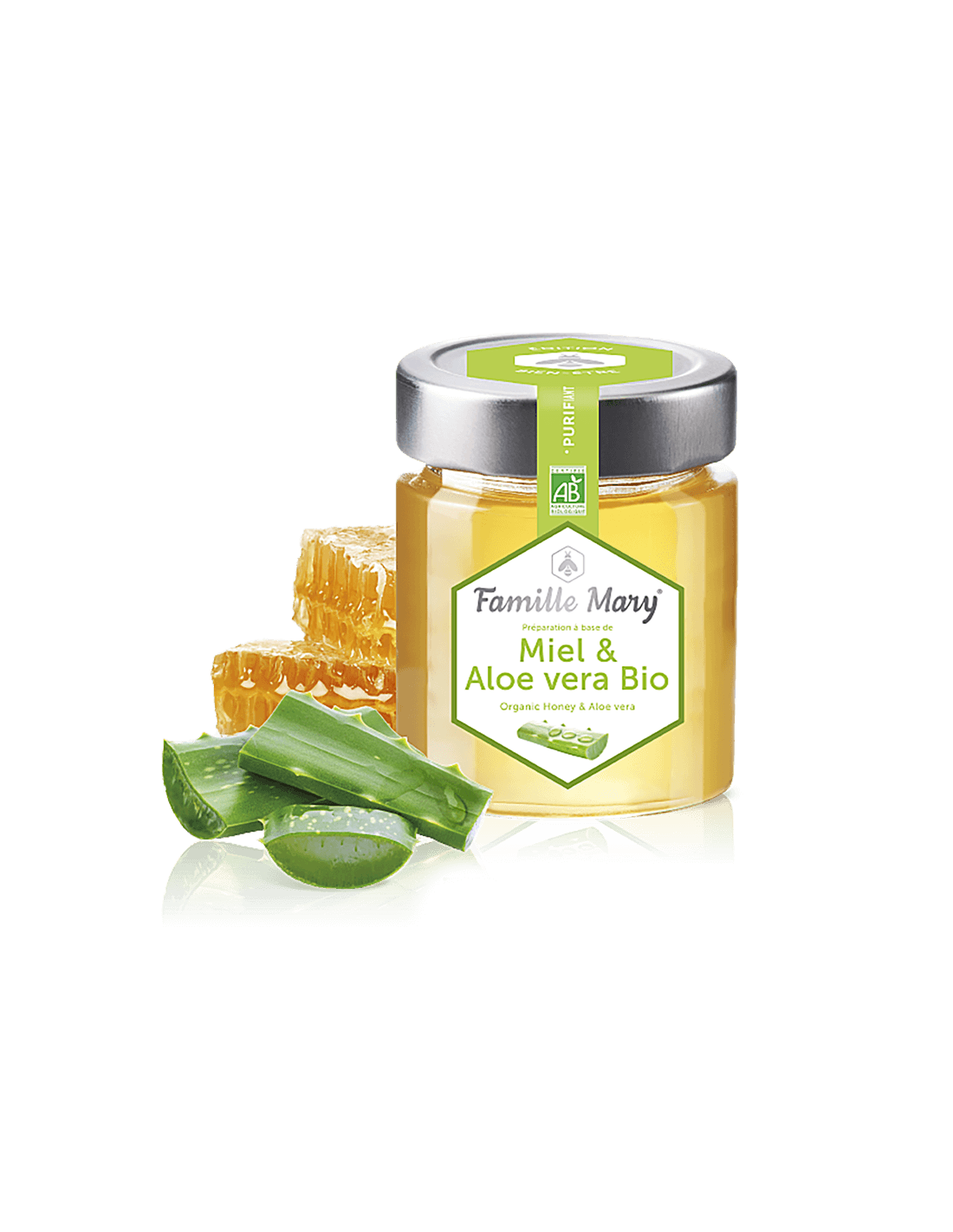 Miel & Aloe Vera Bio / Bio acacia honey + aloe vera, 170 g Famille Mary