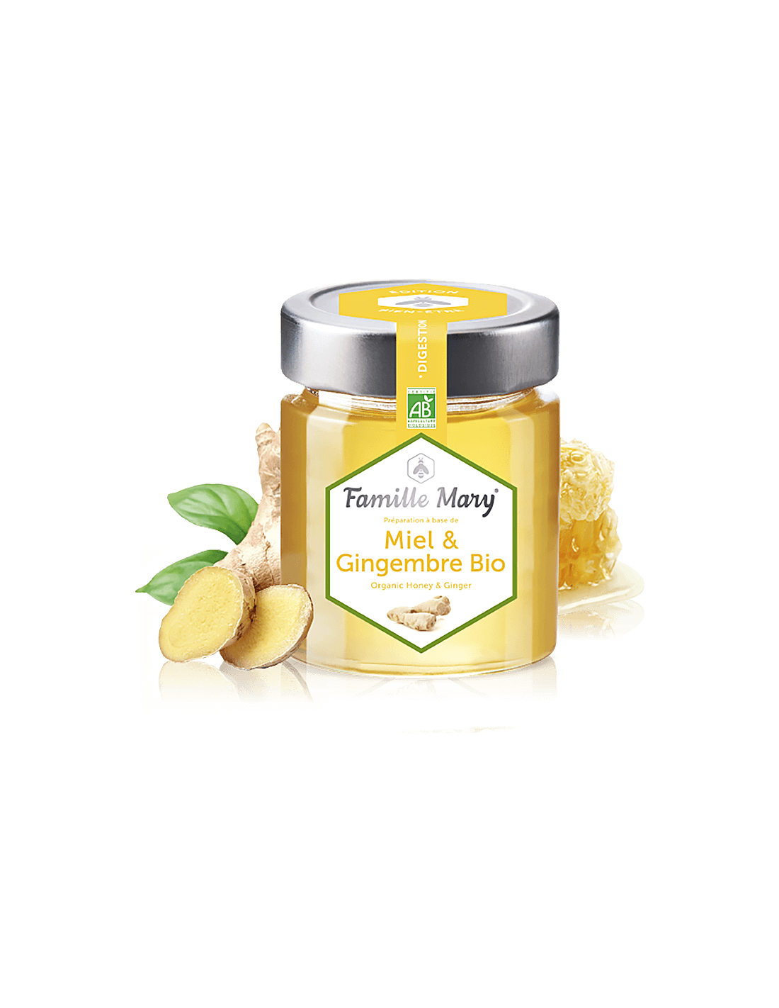 Miel et gingembre bio/bio acacia miel + jengibre (para buena digestión), 170g Famille Mary