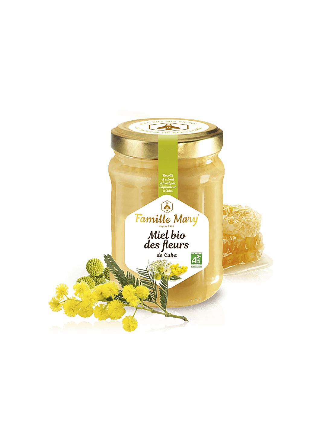 Organische honing van Royal Palm en Mimosa (van Cuba Island) - Miel Bio de Fleurs de Cuba, 230 g