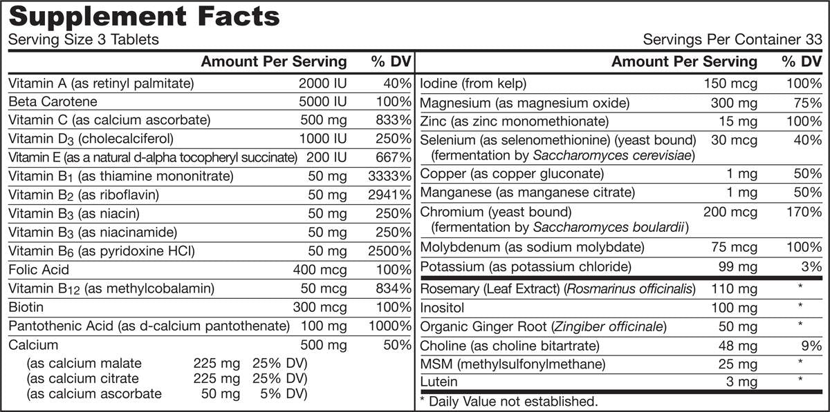 Multi 1 to 3 100 Tablets