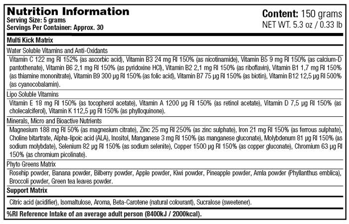 Fórmula de Saúde de Kick Multi Kick / Next -Generation - 150 gramas