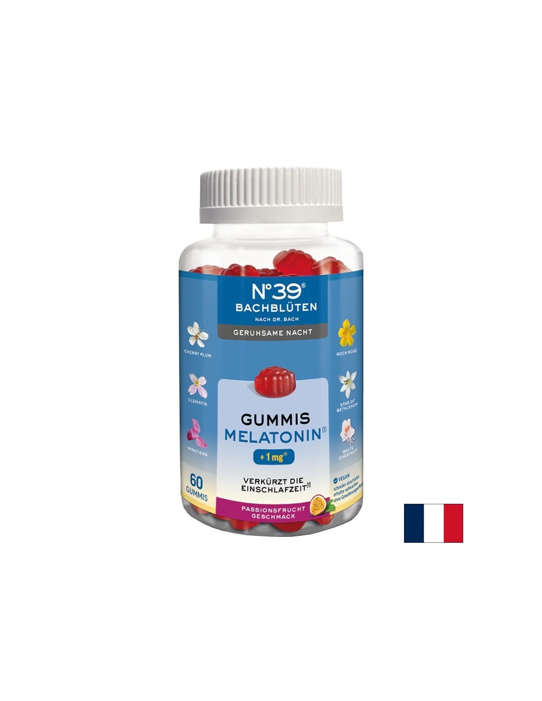 Good night - Essences of Dr. Bach + Melatonin N°39, 60 jelly tablets with fruit flavor Lemon Pharma
