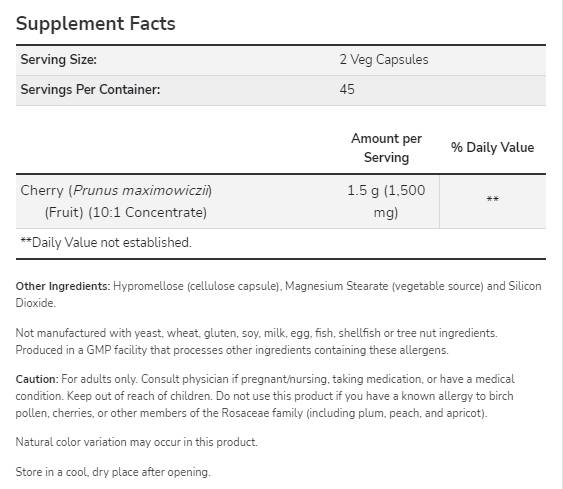 Cereja concentrada 750 mg - 90 cápsulas