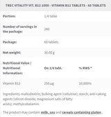 VIT. B12 1000 | Vitaminas B12 metilkobalaminas - 60 tablečių