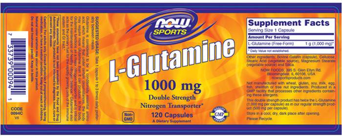 L -Glutamine 1000 mg - 120 kapsulių