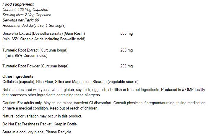 Boswellia Extract 250 mg - 120 capsules