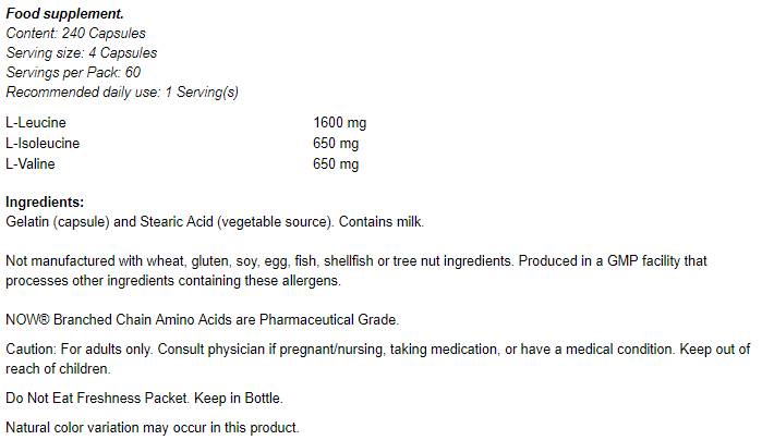 Väidetud ahela aminohapped / BCAA - 120 kapslit