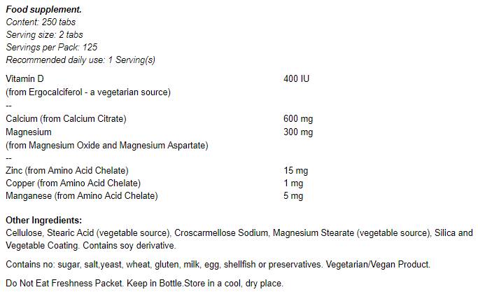 Kalzium Citrate mat Mineraler & Vitamin D -2 300 mg - 100 Pëllen