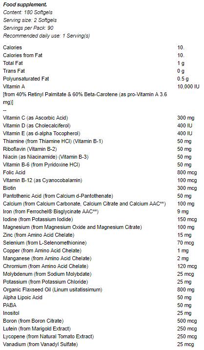 Liquid Multi Gels - 180 Gel Capsules