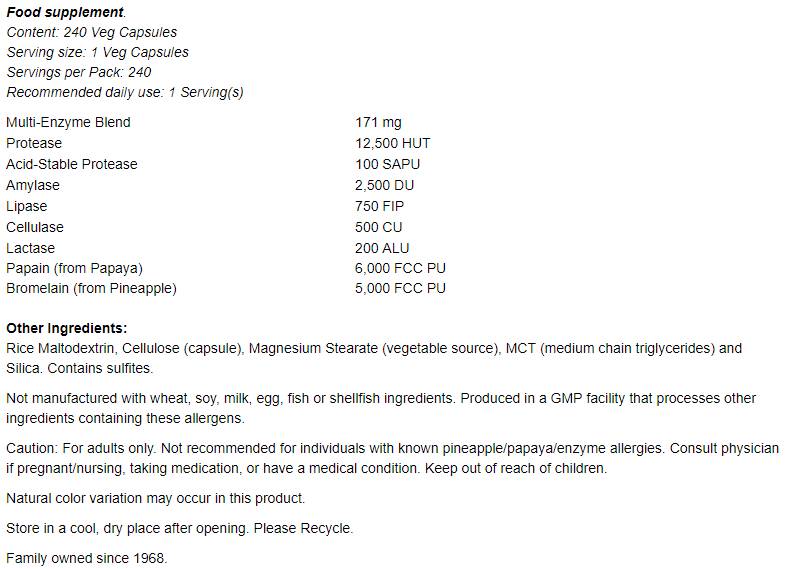 Plant Enzymes - 240 capsules