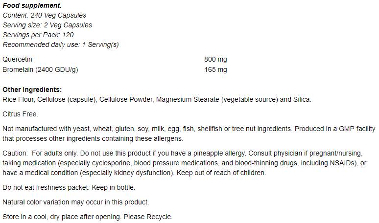 Kvertsetiin bromelainiga - 60 kapslit