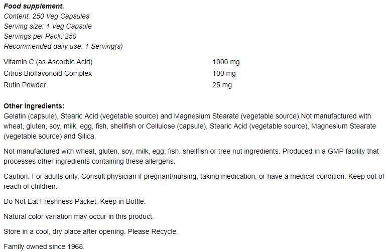 Vitaminas C -1000 / su bioflavonoidais - 100 kapsulių