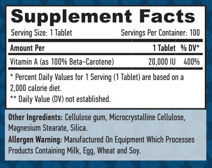 Natūralus beta carothen 20 000 Yu / 100 tats.