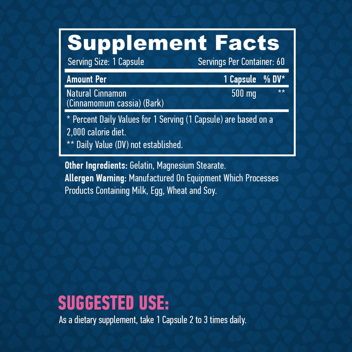 Natuurlijke kaneel 500 mg / 60 vallen