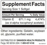 Natural Vitamin E 1000 IU - 250 Gel capsules