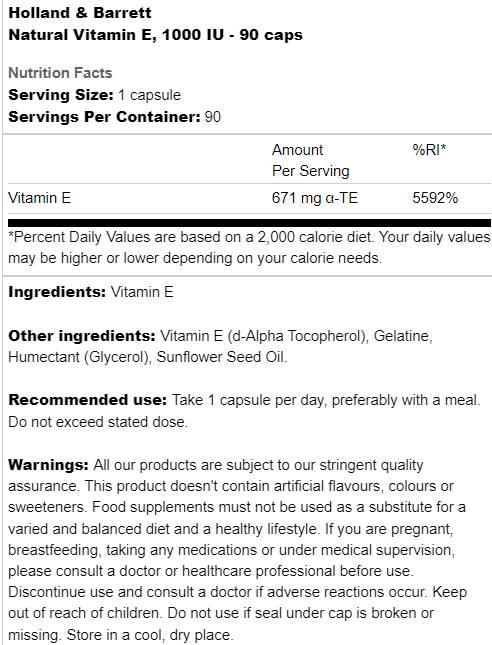 Natural Vitamin E 1000 IU - 90 capsules