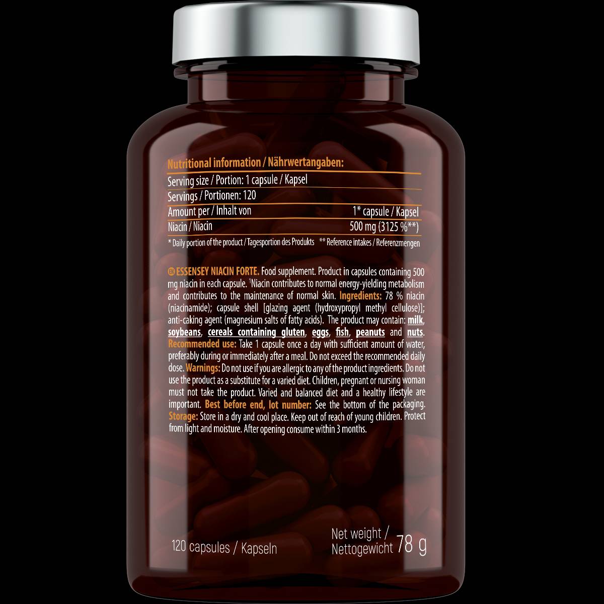 NIACIN Forte 500 mg - 120 kapsułek