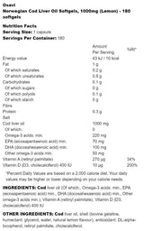 Norweský olej z jater tresky 1000 mg | Citron ochucené - 180 gelových tobolek