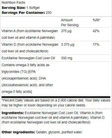 Norwegian Cod Liver Oil 350 mg 250 Gel capsules
