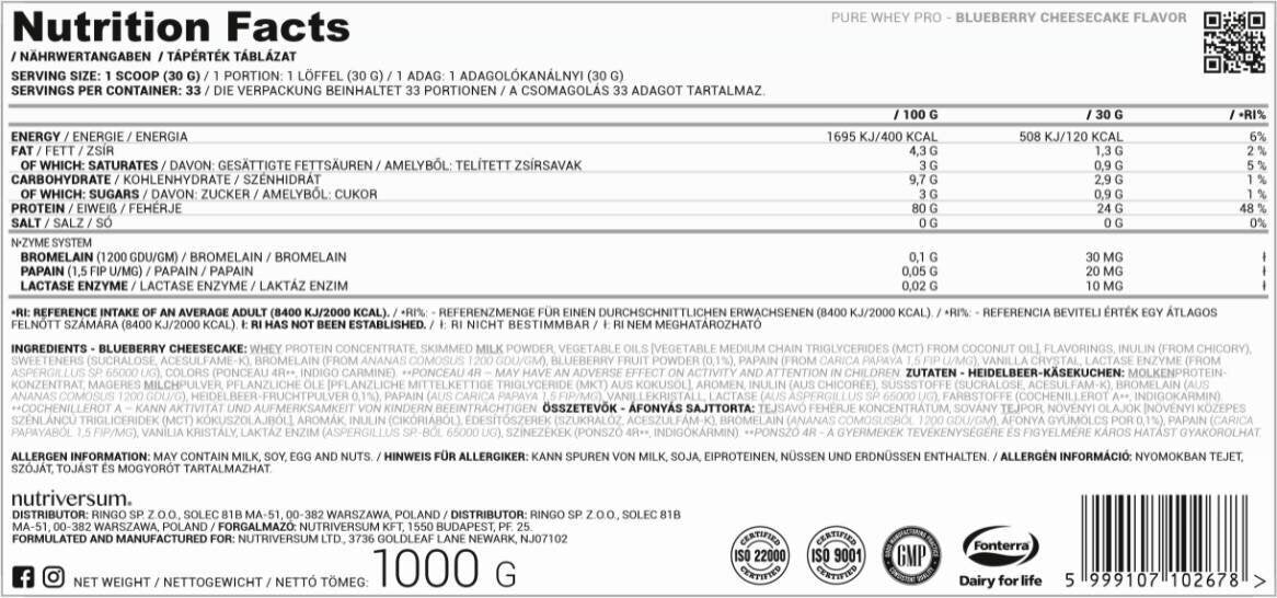 <tc>Nutriversum</tc> Whey Pro Pure | se systémem N-Zyme [2000 gramů, 66 dávek]