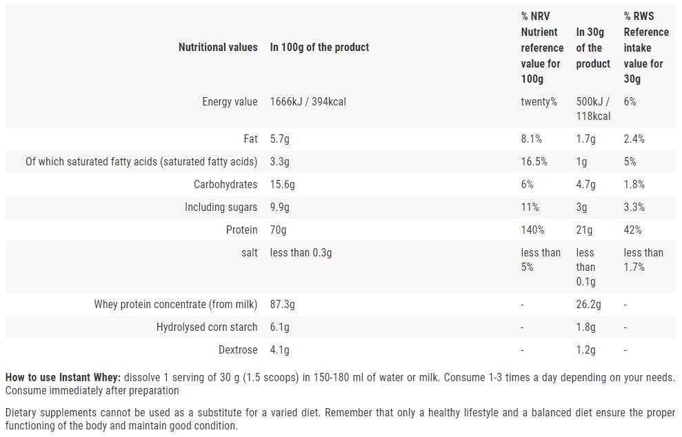 Instant Whey Protein | High Quality Whey Concentrate - 2000 grams