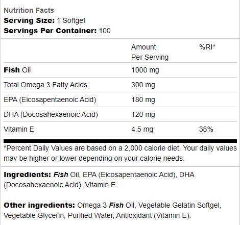 Omega -3 1000 mg - 100 gelio kapsulių