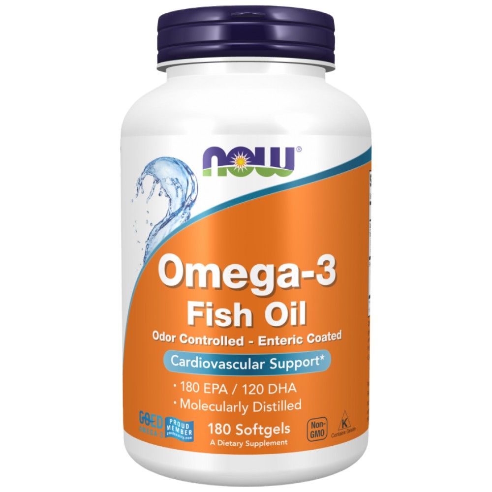 Omega -3 žarnyno padengtas - 180 minkštųjų duobių