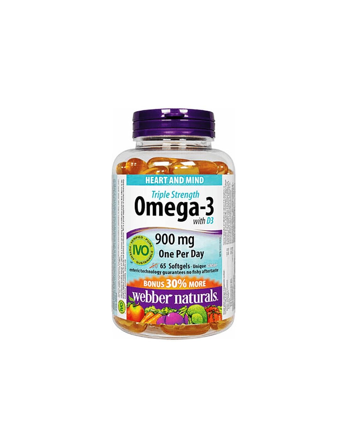 Omega-3 Triple Strength + Vitamin D3 - Omega-3 (triple concentration) + Vitamin D3 1000 IU, 65 softgel capsules