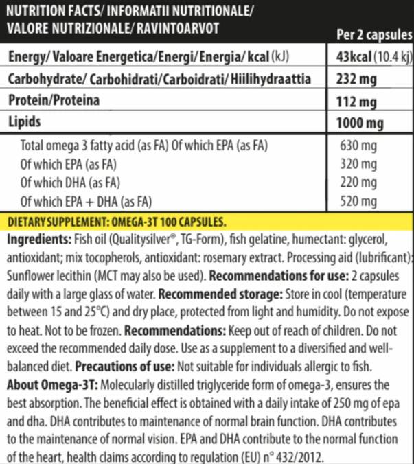 Omega -3t - 100 gelio kapsulės