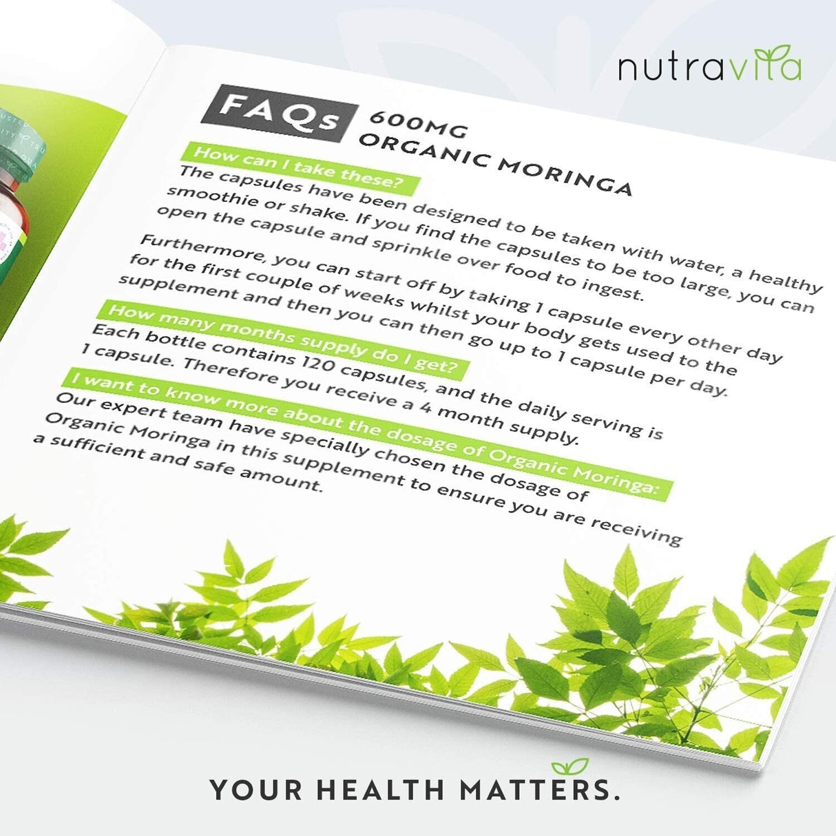 Moringa orgánica - Bio Moringa 600 mg 120 Cápsulas veganas