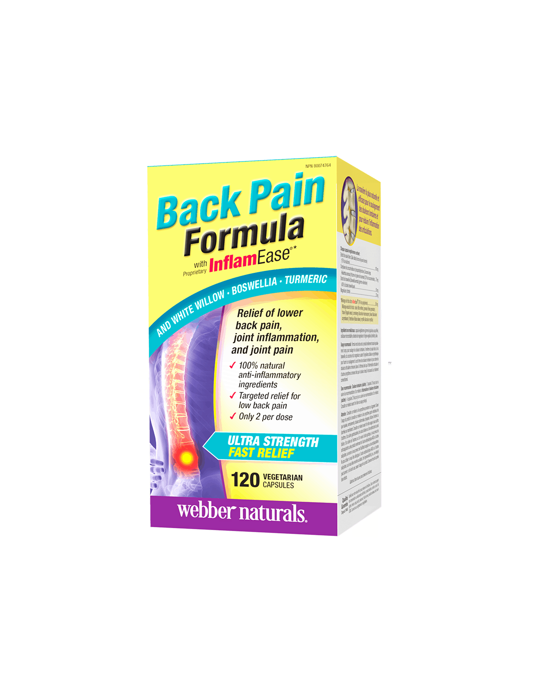 Osteo Back Pain Relief with InflamEase®/ Formula for back and joint pain x 120 capsules