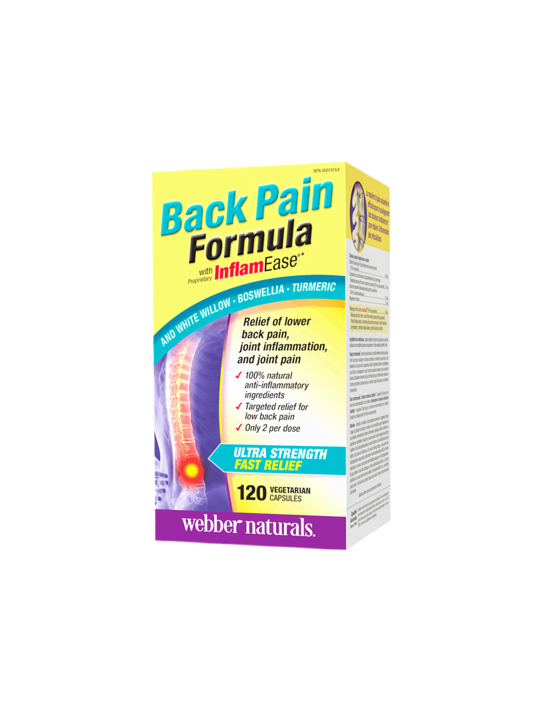 Osteo Back Pain Relief with InflamEase®/ Formula for back and joint pain x 120 capsules