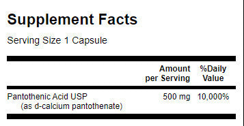 Pantotheenzuur 500 mg - 250 capsules