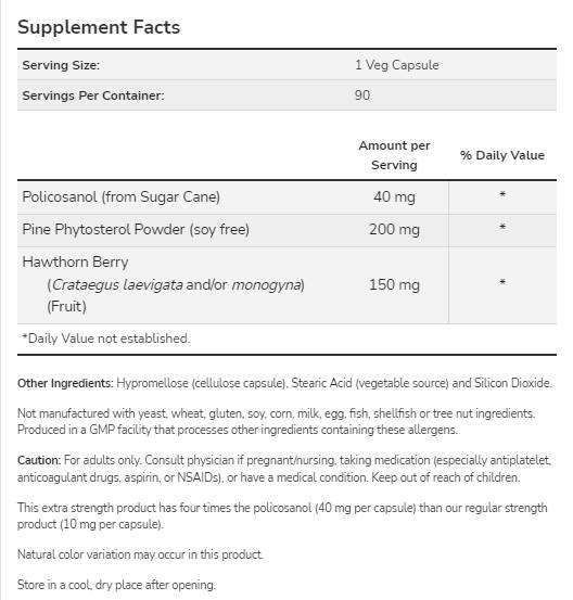 Policosanol 40 mg | Extra Strength - 90 capsules
