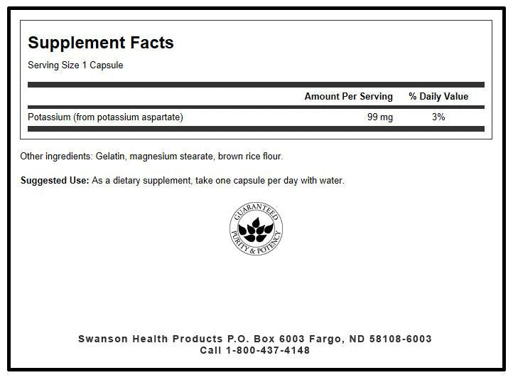 Aspartato de potasio 99 mg 60 cápsulas