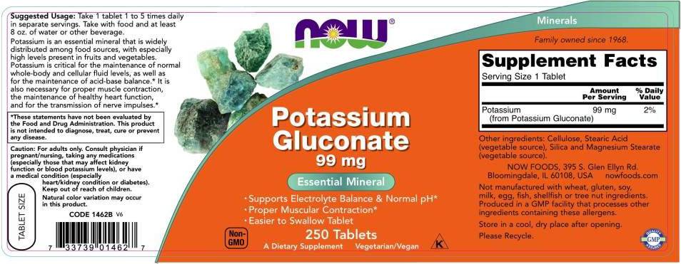 Gluconato de potássio - 250 comprimidos