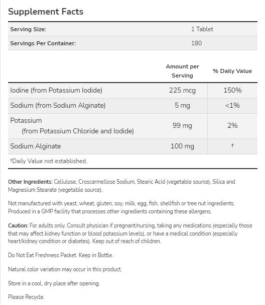 Potassium plus Iodine | Electrolyte Balance Support - 180 Tablets