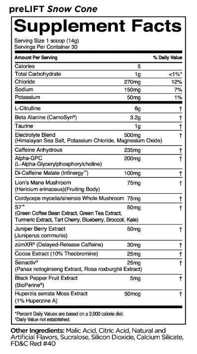 PreLift | Energy ~ Alertness ~ Endurance Pre-Workout - 420 grams