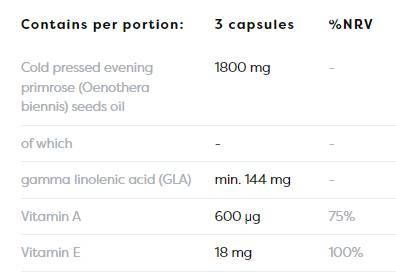 Olej Primrose 1800 mg | z witaminami A&E - 180 żelowymi