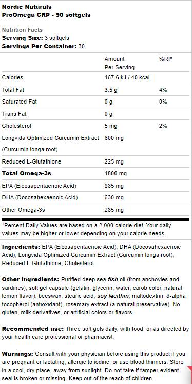 ProOmega CRP | With Curcmin and Glutathione - 90 Gel capsules