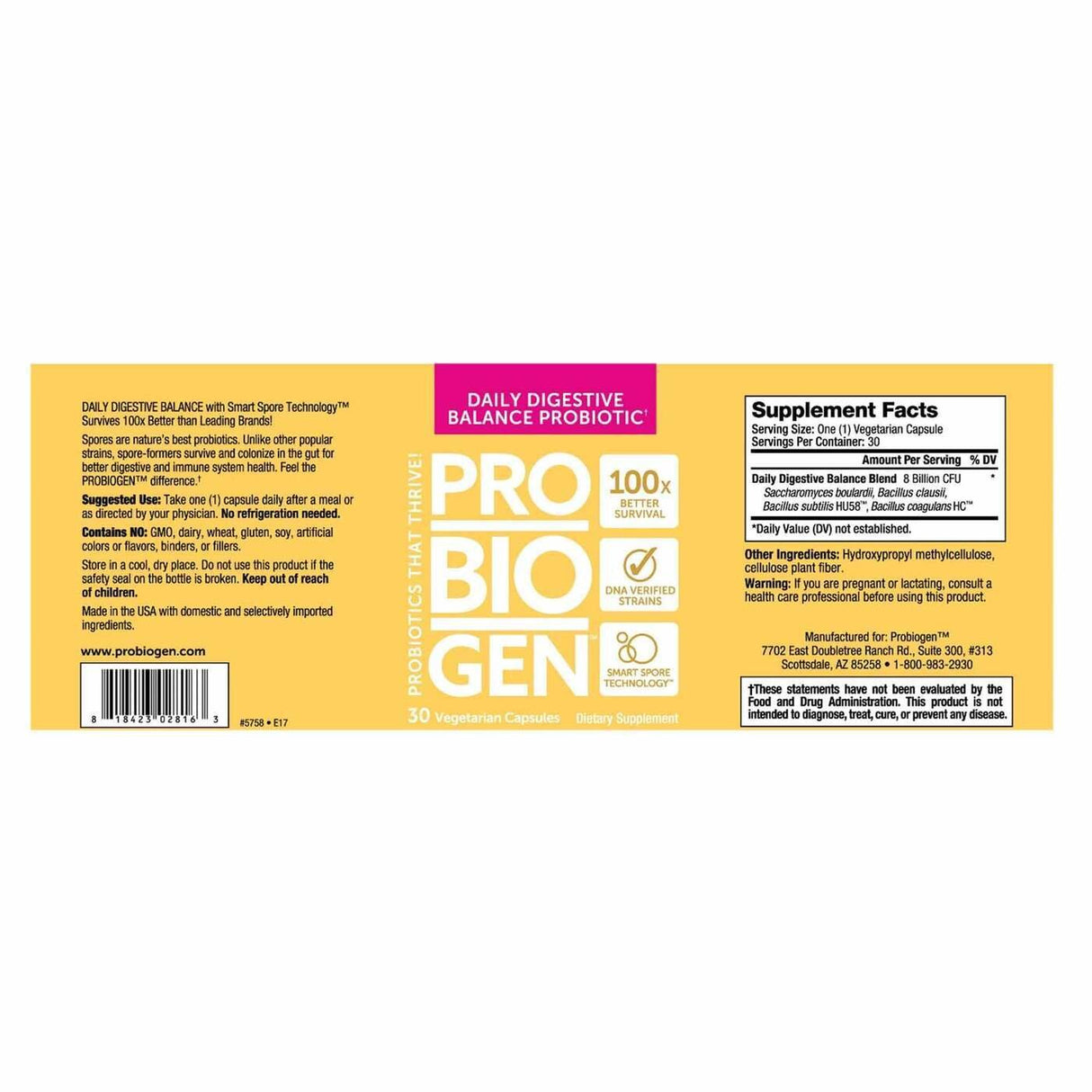 Probiogen Daily Digestive Balance - Probiotic - 30 capsules