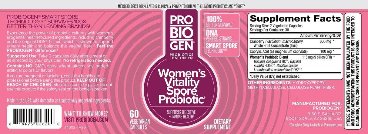 Probiogen Women's Vitality Probiotic - Probiotic for Women - 60 capsules